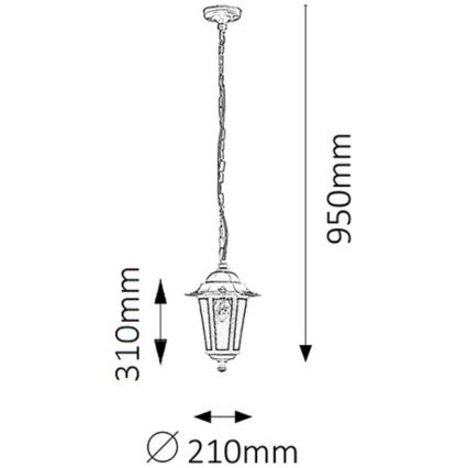 Rabalux - Lámpara colgante exterior 1xE27/60W/230V