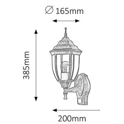 Rabalux - Lámpara exterior con sensor 1xE27/60W/230V