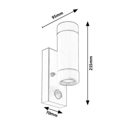 Rabalux - Aplique de exterior con sensor 2xGU10/10W/230V IP44 negro