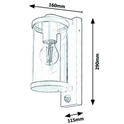 Rabalux - Aplique de exterior con sensor 1xE27/60W/230V IP44