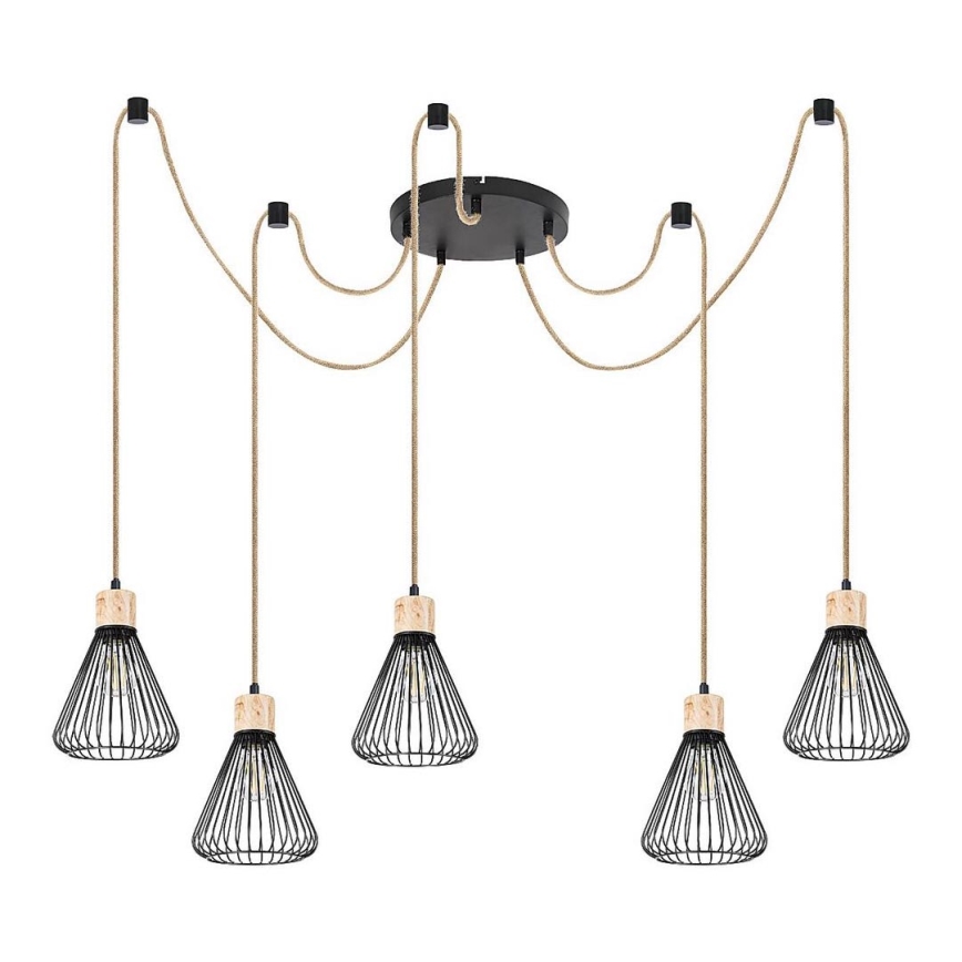 Rabalux - Lámpara colgante 5xE27/40W/230V araña negro/haya