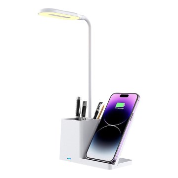 Rabalux - Lámpara de mesa LED regulable con cargador inalámbrico QI LED/4W/5V 3000/4000/6500K blanco