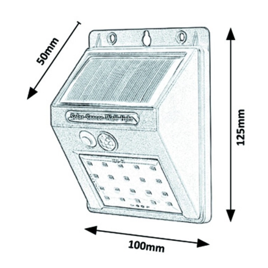 Rabalux - Luminaria de pared LED Solar con sensor IP44