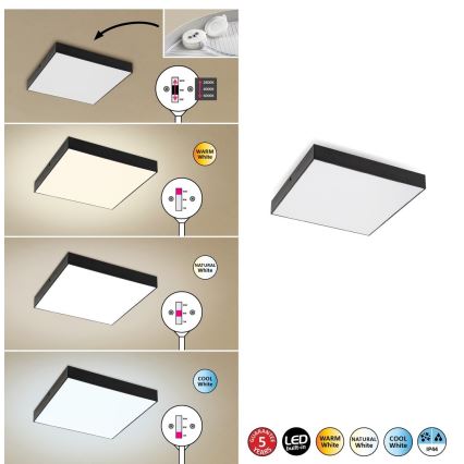 Rabalux - Plafón LED LED/24W/230V 3000-6000K IP44 negro