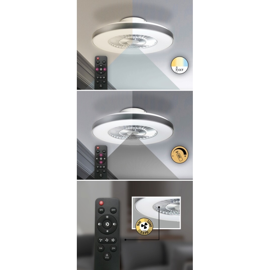 Rabalux - Plafón LED regulable con ventilador LED/40W/230V 3000-6500K + control remoto