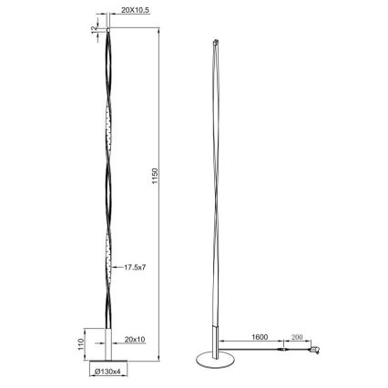 Reality - Lámpara de pie LED regulable SPIN LED/10,5W/230V