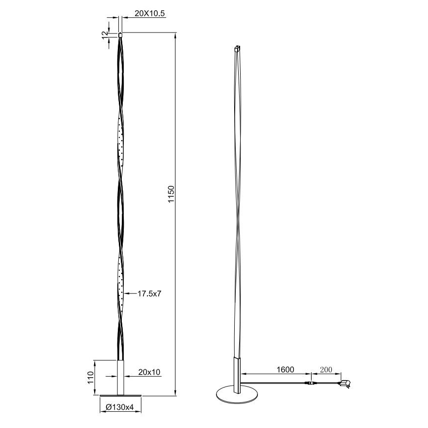 Reality - Lámpara de pie LED regulable SPIN LED/10,5W/230V