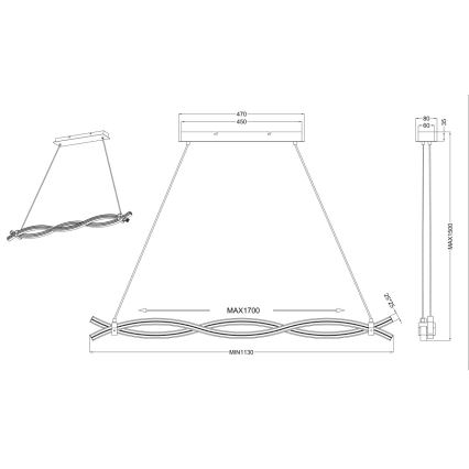 Reality - Lámpara LED colgante WAVE LED/16W/230V + LED/9W