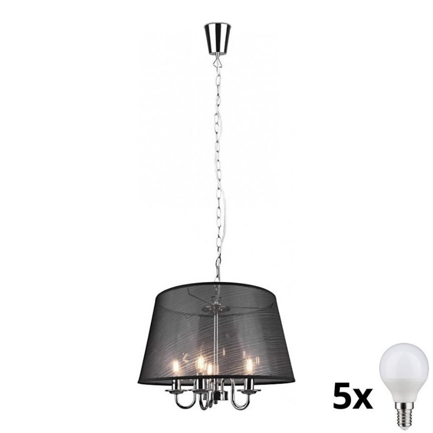 Reality - LED Lámpara colgante con cadena CIMA 5xE14/40W/230V negro