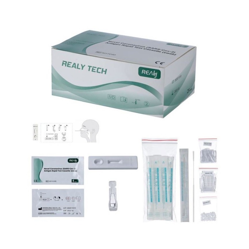 RealyTech - Antígeno COVID-19 Prueba rápida (hisopo) - de la nariz 25pcs