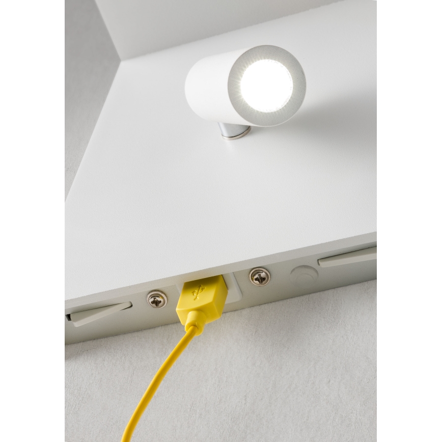 Redo 01-1499 - Foco LED de pared AGOS LED/6W/230V + LED/3,2W USB blanco