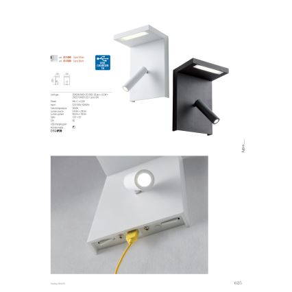 Redo 01-1500 - Foco LED de pared AGOS LED/6W/230V + LED/3,2W USB negro