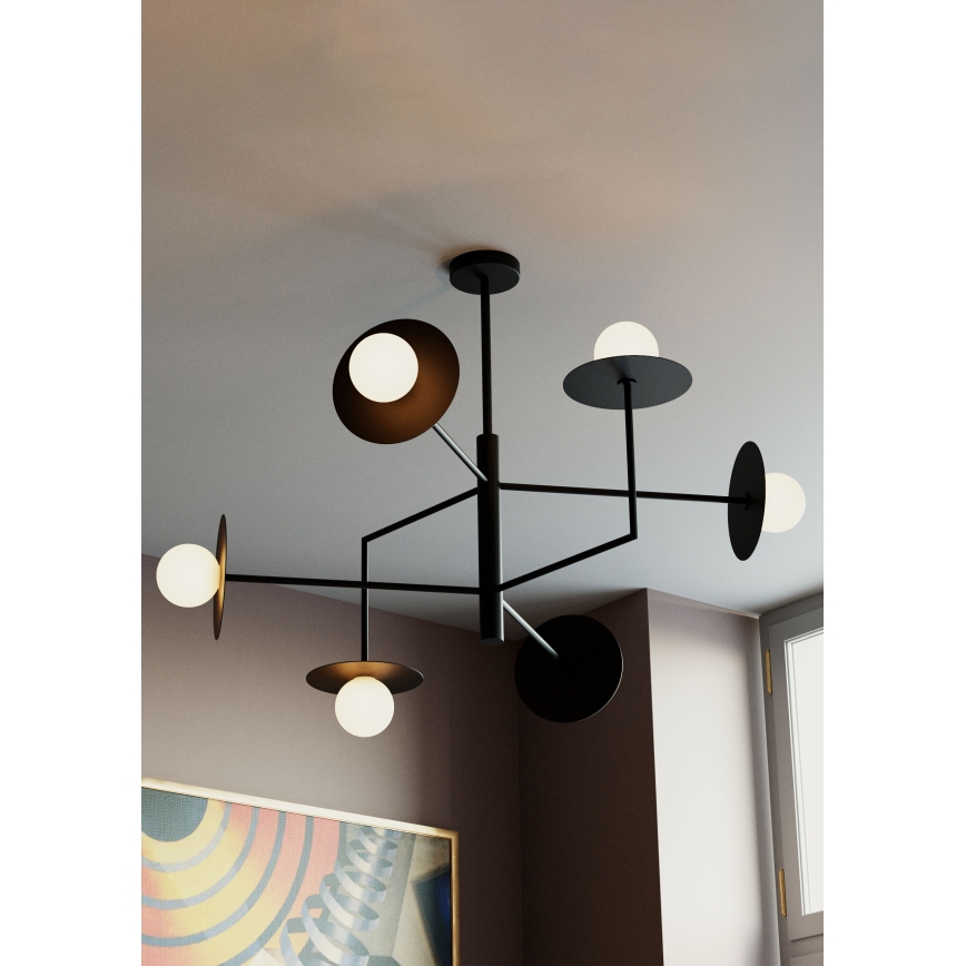 Redo 01-2734 - Lámpara colgante PLATO 6xG9/10W/230V negro