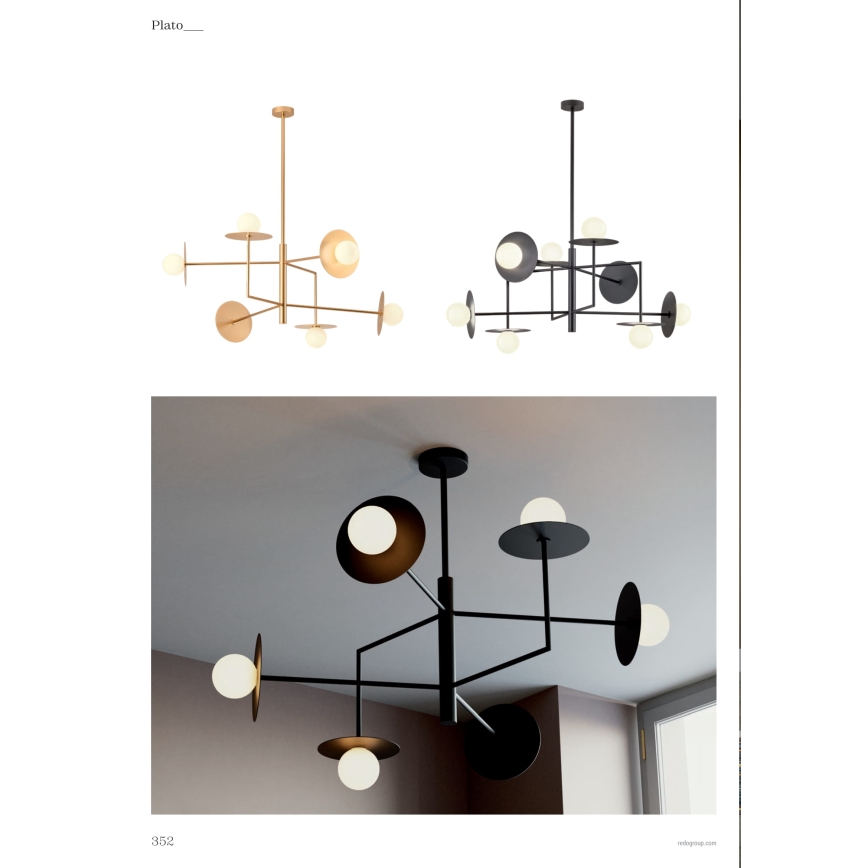 Redo 01-2734 - Lámpara colgante PLATO 6xG9/10W/230V negro