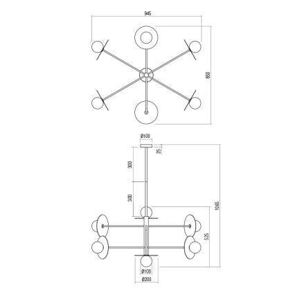 Redo 01-2734 - Lámpara colgante PLATO 6xG9/10W/230V negro