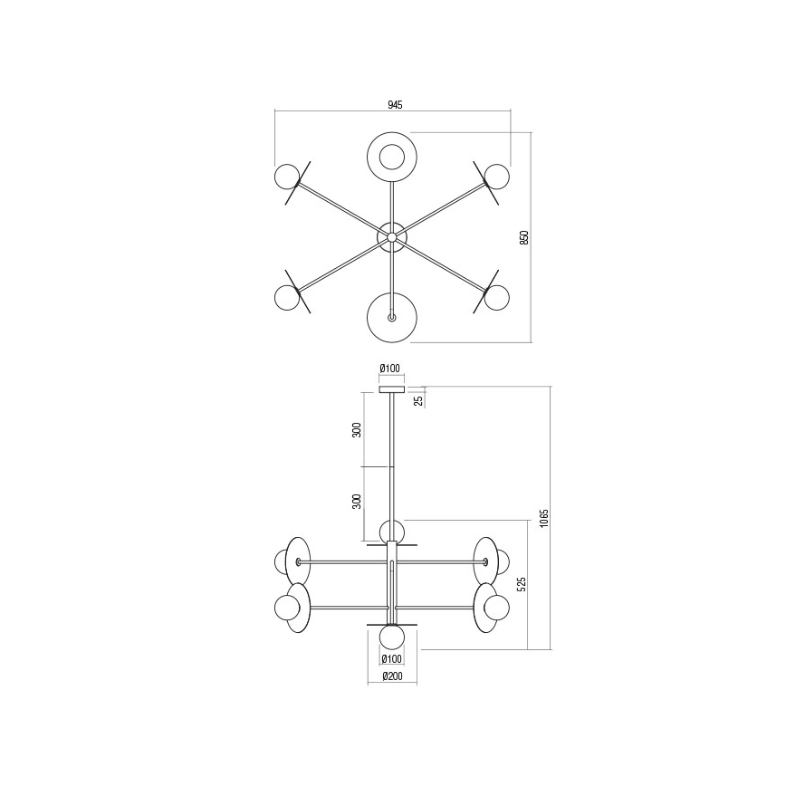 Redo 01-2734 - Lámpara colgante PLATO 6xG9/10W/230V negro