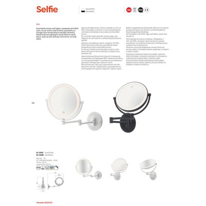 Redo 01-3087 - Espejo de maquillaje LED regulable SELFIE LED/7W/230V 3000/4000/6000K blanco