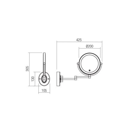 Redo 01-3087 - Espejo de maquillaje LED regulable SELFIE LED/7W/230V 3000/4000/6000K blanco