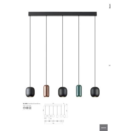 Redo 01-3481 - Lámpara colgante BOOM 5xGU10/10W/230V negro/verde/marrón