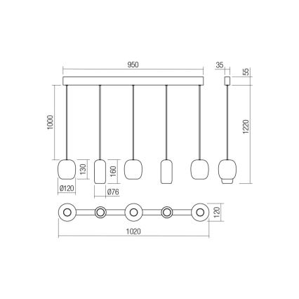 Redo 01-3481 - Lámpara colgante BOOM 5xGU10/10W/230V negro/verde/marrón