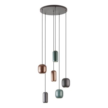 Redo 01-3482 - Lámpara colgante BOOM 6xGU10/10W/230V diá. 48 cm negro/verde/marrón