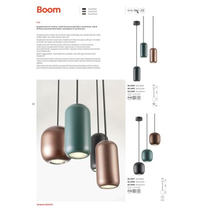 Redo 01-3482 - Lámpara colgante BOOM 6xGU10/10W/230V diá. 48 cm negro/verde/marrón