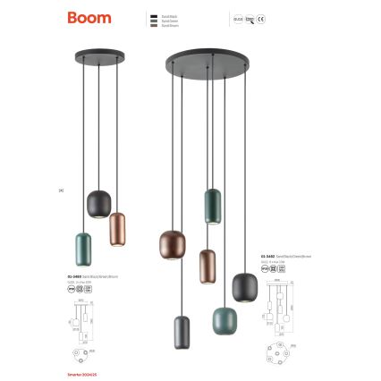 Redo 01-3482 - Lámpara colgante BOOM 6xGU10/10W/230V diá. 48 cm negro/verde/marrón