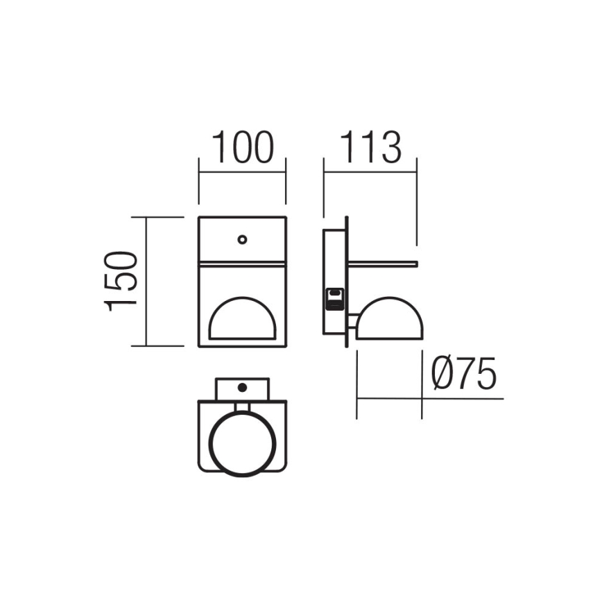 Redo 01-3491 - Foco LED de pared SEIBI LED/7W/230V USB CRI 90 blanco