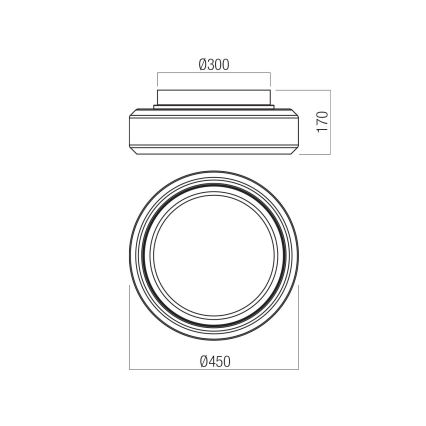 Redo 01-3590 - Plafón LED SOLERA LED/36W/230V diá. 45 cm CRI 93 3000/4000K gris
