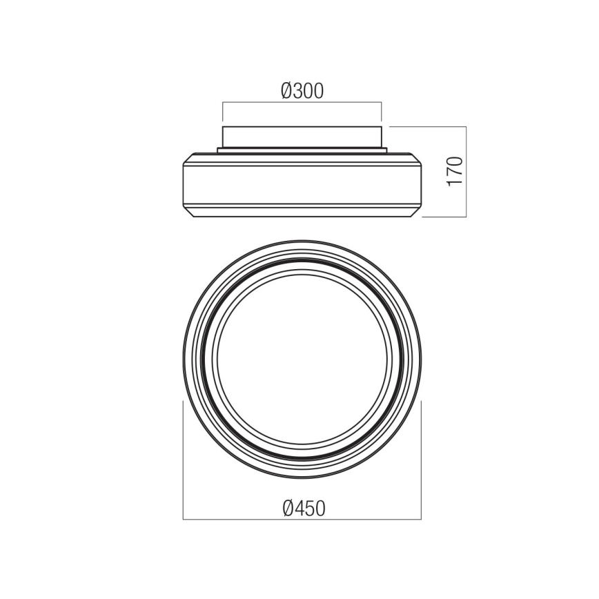 Redo 01-3590 - Plafón LED SOLERA LED/36W/230V diá. 45 cm CRI 93 3000/4000K gris