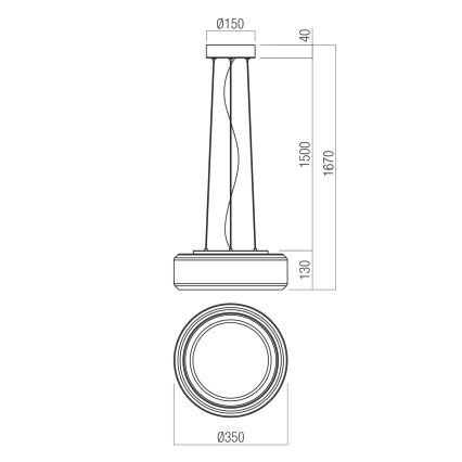 Redo 01-3591 - Lámpara LED colgante SOLERA LED/24W/230V diá. 35 cm CRI 93 3000/4000K gris