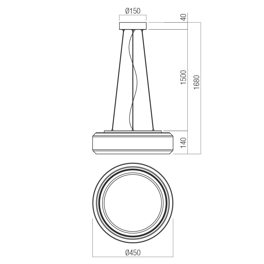 Redo 01-3592 - Lámpara LED colgante SOLERA LED/36W/230V diá. 45 cm CRI 93 3000/4000K gris
