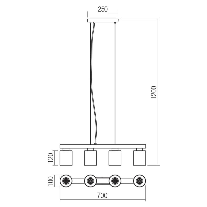 Redo 01-3986 - Lámpara colgante ROTIS 4xE27/15W/230V