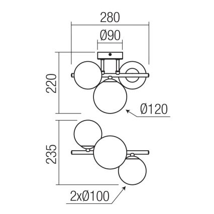 Redo 01-3988 - Lámpara de techo ASTRA 3xG9/8W/230V negro