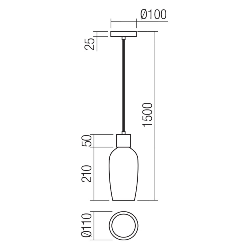 Redo 01-4044 - Lámpara colgante ATLANTIS 1xE27/42W/230V diá. 11 cm negro