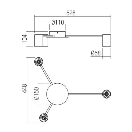 Redo 01-4050 - Foco NOA 3xGU10/10W/230V negro