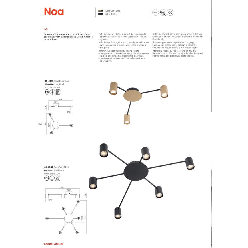 Redo 01-4052 - Foco NOA 6xGU10/10W/230V negro