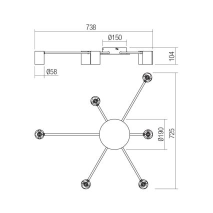 Redo 01-4052 - Foco NOA 6xGU10/10W/230V negro