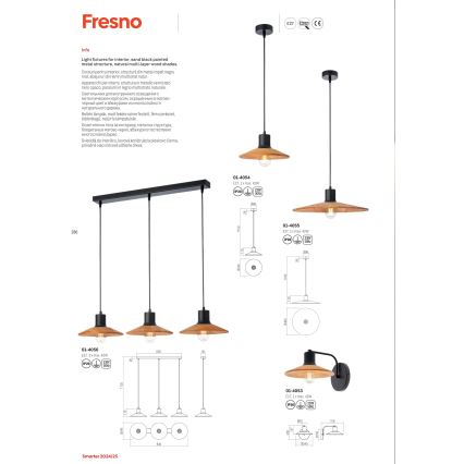 Redo 01-4055 - Lámpara colgante FRESNO 1xE27/42W/230V diá. 40 cm
