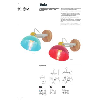 Redo 04-511 - Aplique infantil EOLO 1xE27/42W/230V