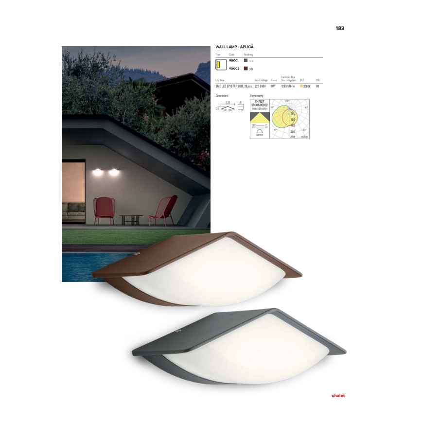 Redo 90002 - Aplique LED para exterior CHALET 1xLED/8W/230V IP54