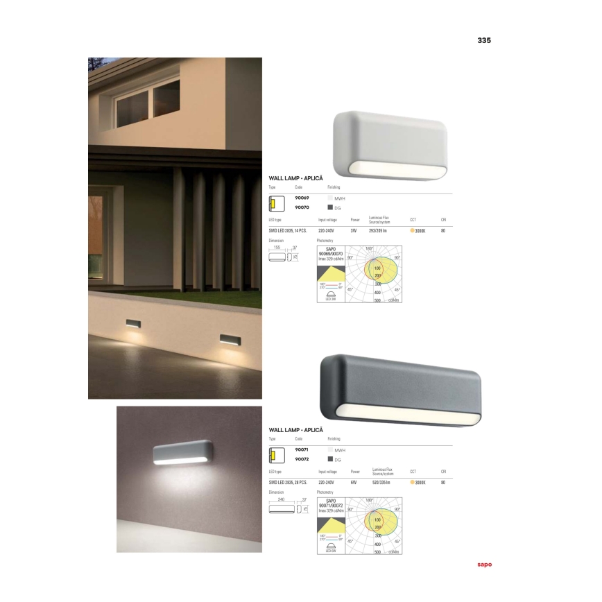 Redo 90070 - Aplique LED para exterior SAPO 1xLED/3W/230V IP65