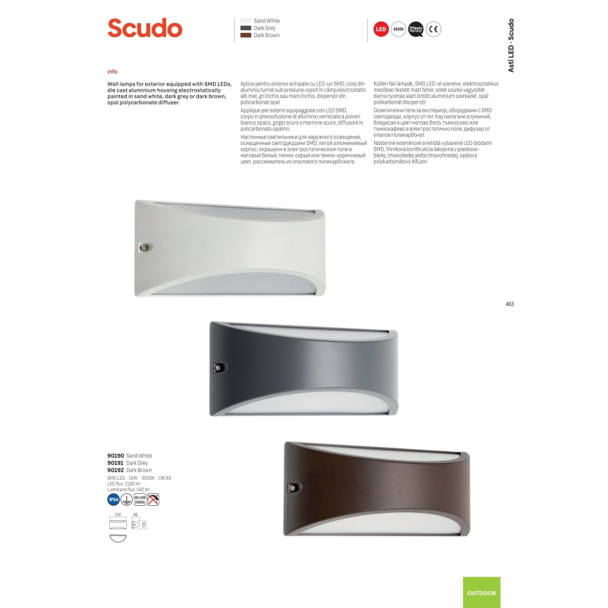 Redo 90191 - Aplique LED para exterior SCUDO LED/10W/230V 3000K IP54 antracita