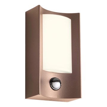 Redo 90487 - LED Aplique para exterior con sensor WARP LED/8W/230V 3000K IP44 marrón