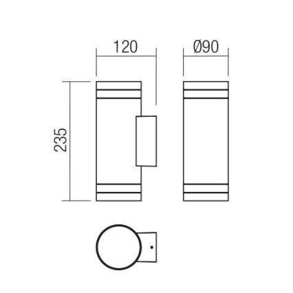 Redo 90518 - Aplique de exterior CARGO 2xGU10/28W/230V IP54 antracita