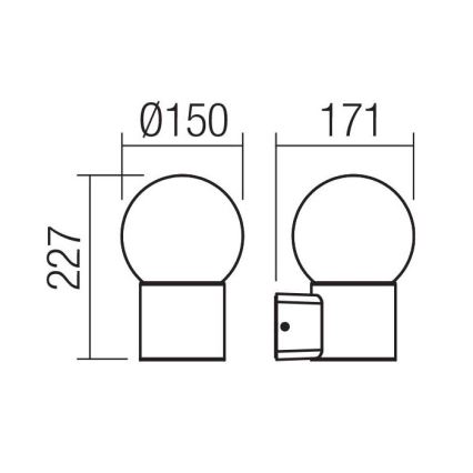 Redo 90640 - Aplique de exterior BULK 1xE27/28W/230V IP44 antracita