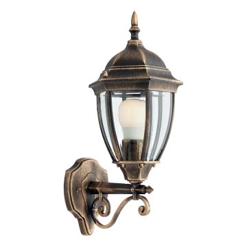 Redo 9604 - Aplique de exterior SEVILLA 1xE27/42W/230V IP44 dorado/pátina