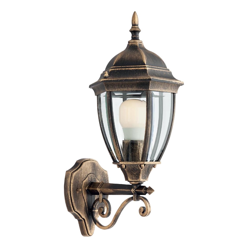 Redo 9604 - Aplique de exterior SEVILLA 1xE27/42W/230V IP44 dorado/pátina