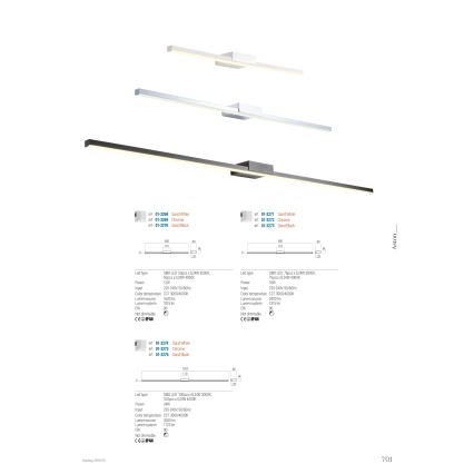 Redo01-3270 - Iluminación LED para espejos de baño ASTON LED/12W/230V 60 cm CRI 90 IP44 negro