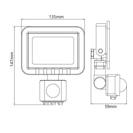 Reflector LED con sensor LED/20W/230V IP65